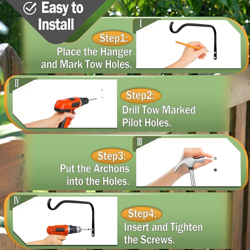 Lifyzoon Plant Hanger Brackets - 8 Inch 2 Pack Metal Outdoor Wall Hooks - size: 8Inch-2Pack