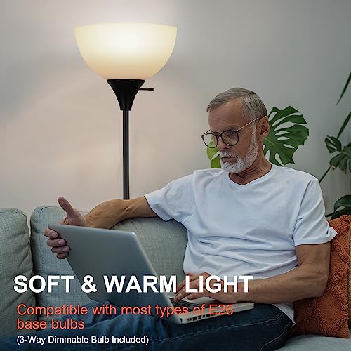 LALISU Floor Lamp, Dimmable Standing Lamp, 3 Ways Brightness Led Floor Lamp - color: Black