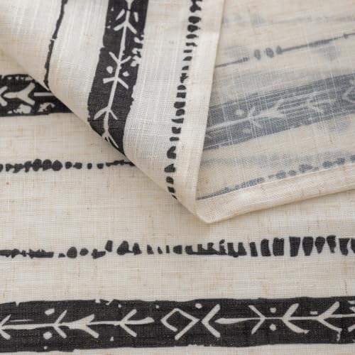 Black Boho Linen Curtains for Living Room 63 Inch Length 2 Panels - color: Black, size: 52"W x 63"L (Pack of 2)