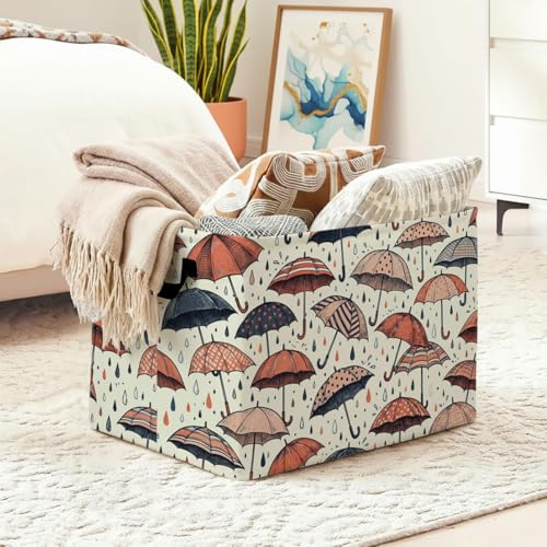 Umbrella Theme Laundry Hamper, 56L Large Foldable Laundry Basket with Handles, for Family Clothes, Toy Storage Bin, Blankets,Decorative Organizer for Shelves & Closet Home Decor Bedroom & Nursery - color: Umbrella Theme