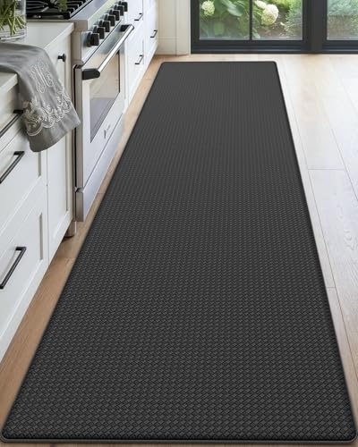 DEXI Kitchen Floor Mats Cushioned Anti Fatigue, 23x71 Standing Runner Rug - color: Black, size: 71"l X 23"w X 0.4"th