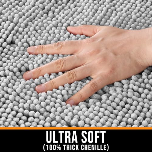 Chenille Bathroom Rug 32"x20" Soft Absorbent Quick Dry Rugs, Light Gray - color: Light Gray, size: 1'8" x 2'8" (Rectangular)
