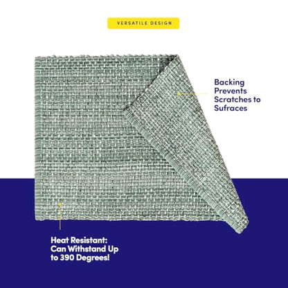 Sweet Home Collection 100% Cotton Placemats for Dining Room Rectangle Two Tone Woven Fabric 13" x 19" Soft Durable Table Mat Set, Set of 4, Light Green - color: Light Green, size: Rectangle 13" x 19"