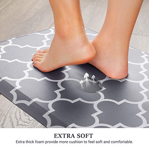 WISELIFE Kitchen Mats and Rugs Cushioned Anti-Fatigue, 17.3"x 28", Grey - color: Stylish Grey, size: 28"L x 17.3"W x 0.5"Th