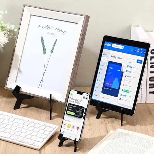 HESTYA 3 Pcs Black Acrylic Display Stands, Picture Plate Easel 4.5/7/9.8 in - color: Black
