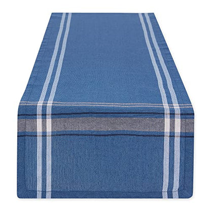 DII French Stripe Dining Table Collection Farmhouse Style Table Runner, 14x108 Inches, Blue Chambray - color: Blue Chambray, size: 14x108 Inches (Pack of 1)