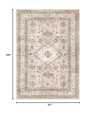 cotiled 7x9 Area Rug for Living Room, Washable, Traditional, Beige - color: Beige, size: 7' x 9' (Rectangular)