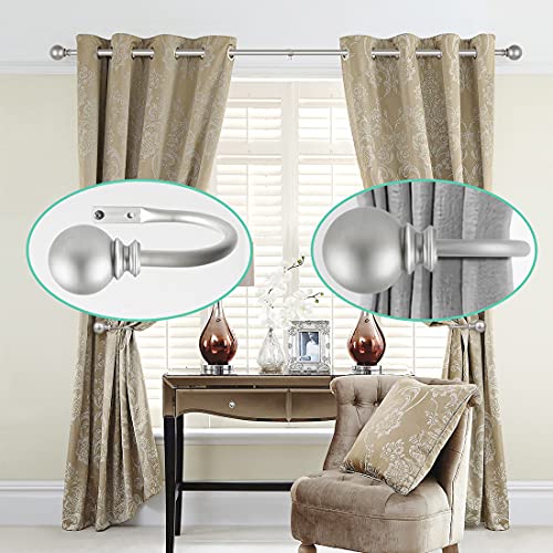 KAMANINA Curtain Holdbacks 2 Pack Wall Mounted with Silver Round Finials - color: Antique Silver