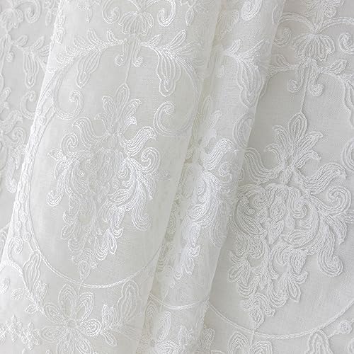 Balloon Tie-Up Curtains Embroidered Floral Sheer Lace 39 x 47 Inch - size: 39"W x 47"L (Pack of 1)