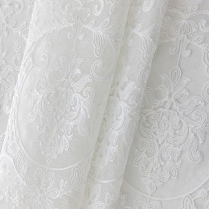 Balloon Tie-Up Curtains Embroidered Floral Sheer Lace 39 x 47 Inch - size: 39"W x 47"L (Pack of 1)