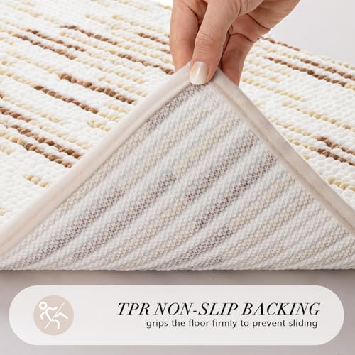 BSICPRO Bathroom Rugs Sets 2 Piece, Modern Bath Mat 20"x32"+16"x24", Beige - color: Beige and White, size: 20" x 32" Plus 16" x 24"