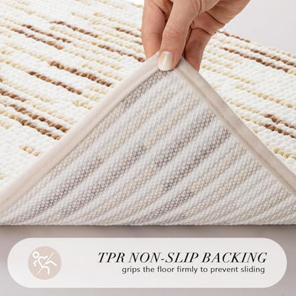 BSICPRO Bathroom Rugs Sets 2 Piece, Modern Bath Mat 20"x32"+16"x24", Beige - color: Beige and White, size: 20" x 32" Plus 16" x 24"