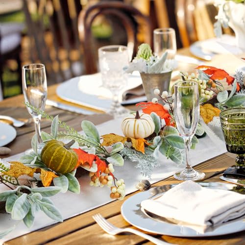 GarveeHome Fall Garland for Mantel, 6 ft Autumn Pumpkin Garland with Maple Leaves for Table Centerpiece Fall Thanksgiving Decorations Indoor Outdoor Fireplace Home Decor