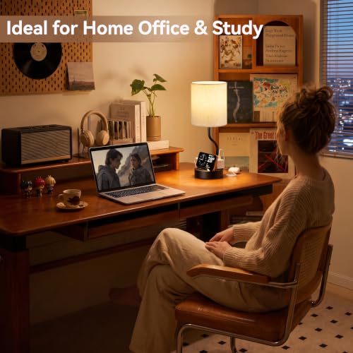Fenmzee 18" Bedside Lamps for Bedroom Set of 2 - Table Lamp for Nightstand - color: Cream & Black