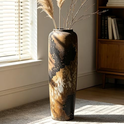 Rustic Ceramic Floor Vase, 24 Inch, Clay Farmhouse Large Decor - size: 23.6 Inch