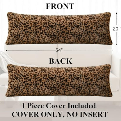 Cheetah Body Pillow Cover 20x54, Faux Fur Fluffy Leopard Long Pillowcase Soft Shaggy Plush Fuzzy Cheetah Print Body Pillow Cover with Zipper for Bed Sofa Couch, Cozy Side Sleeper Pillow Cover - size: 54"x20"(Pack of 1)