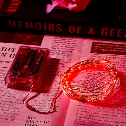 Ariceleo 1 Pack 16.4ft Battery Operated String Lights with Timer, Red with Synchronized Twinkle Mode, Fairy Lights Battery Powered, 50 LEDs, Idea for Christmas Bedroom Party Wedding - color: Red, size: 1 Pack-Upgrade