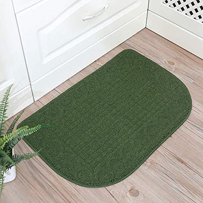 COSY HOMEER 27x18 Half Round Kitchen Rug,Non Slip Washable Mat,Green 1PC - color: Green, size: 1'6" x 2'3" (Semicircular)