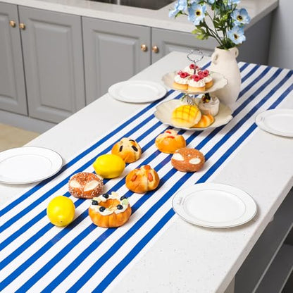 AmazingSpark Striped Table Runner Roll,Navy Blue,25' Long X 16" Wide - color: Navy Blue, size: 25' Long X 16" Wide