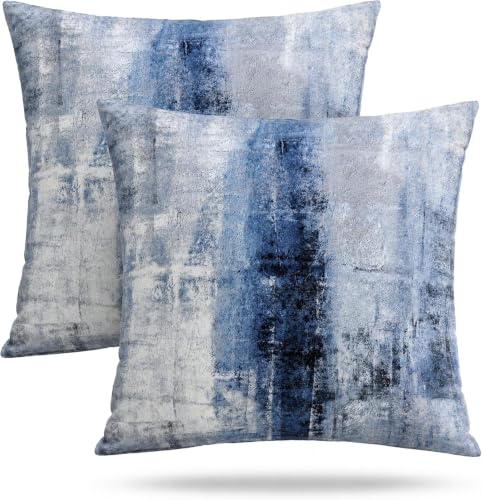 Throw Pillow Covers for Couch, 16x16 Inch, Set of 2, Grey Blue - color: Blue and Grey, size: 16" x 16" (Pack of 2)