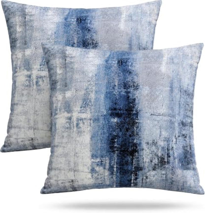 Throw Pillow Covers for Couch, 16x16 Inch, Set of 2, Grey Blue - color: Blue and Grey, size: 16" x 16" (Pack of 2)