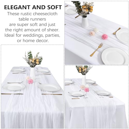 6 Pack White Cheesecloth Table Runner 35 x 120 Inch - color: White, size: 6 Pcs - 10 Ft
