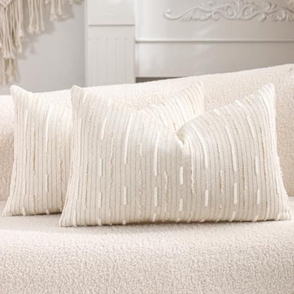 Boho Jacquard Throw Pillow Covers 12x20 Set of 2 Beige Khaki Grey - color: Beige+khaki+grey, size: 20" x 12" (Pack of 2)