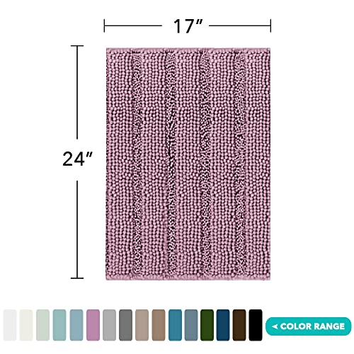 Turquoize Small Bathroom Rug 17x24, Absorbent Chenille Bath Rug, Mauve/Rose - color: Mauve/Rose, size: 17" x 24"