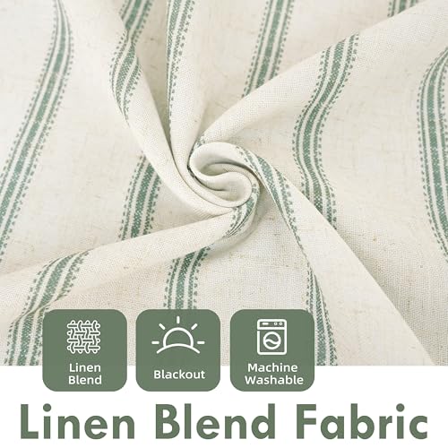 DriftAway Farmhouse Stripe Blackout Curtains, W52xL96, Loden Green - color: G Loden Green Stripe, size: 52"W x 96"L (Pack of 2)