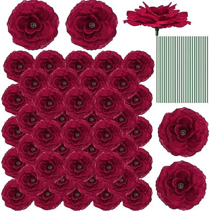 Yunlly 100 Pcs Artificial Flower for Wedding, Wine Red - color: Wine Red