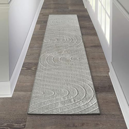 LUXE WEAVERS Modern Geometric Wave Gray 2x8 Area Rug - color: Grey, size: 2' x 8' (Runner)