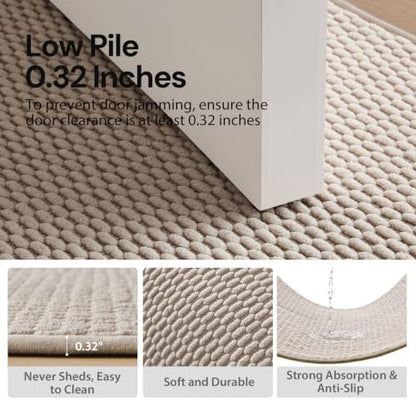 Sunfly 2x7 Runner Rug with Non Slip Rubber Backing Beige - color: Beige, size: 2' x 7' (Rectangular)