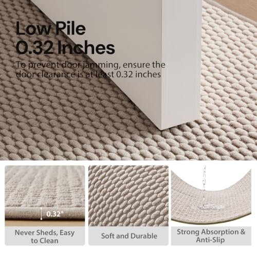 Sunfly 2x6 Runner Rug with Non Slip Rubber Backing Beige - color: Beige, size: 2' x 6' (Rectangular)