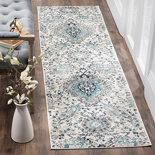 SAFAVIEH Madison Collection Runner Rug - 2'3" x 14', Cream & Light Grey, Boho Chic Glam Paisley Design, Non-Shedding & Easy Care, Ideal for High Traffic Areas in Living Room, Bedroom (MAD600C) - color: Cream/Light Grey, size: 2'3" x 14' (Runner)