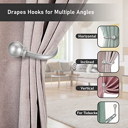 Sumnacon Curtain Holdbacks 4 Pcs Wall Mounted Curtain Tiebacks, Silver - color: Silver