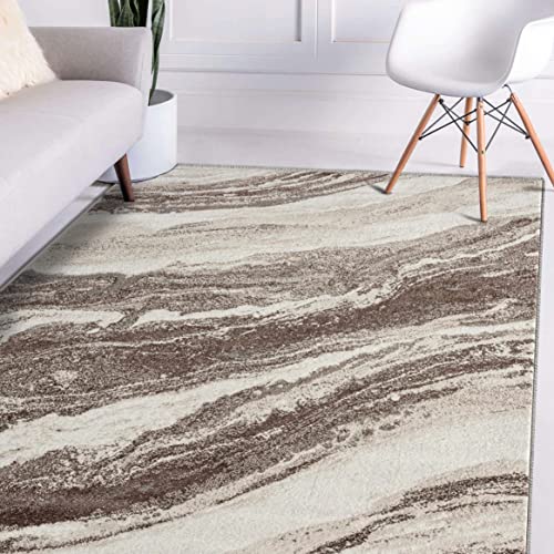 LUXE WEAVERS Abstract Art Deco Area Rug Brown 5x7 - color: Brown, size: 5' x 7' (Rectangular)