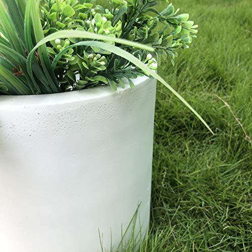 Kante Small Round Cylinder White Concrete Planter 9.8" Tall, Outdoor - color: Pure White, size: 9.8" Dia