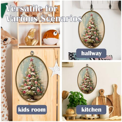 JMENGSSFL Christmas Tree Winter Hanging Gifts Oval Wall Decor, 8.6x11.4 - color: Christmas-8