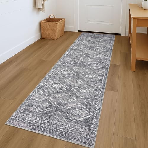 KILOCOCO Washable Runner Rug 2x7 ft Non-Slip Hallway Runners, Grey - color: Grey, size: 2' x 7' (Runner)