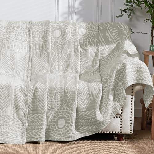 jinchan 100% Cotton Muslin Blanket Twin Boho Throw Blanket 60x80 Light Gray - color: A. Boho Light Grey, size: 60"x80"