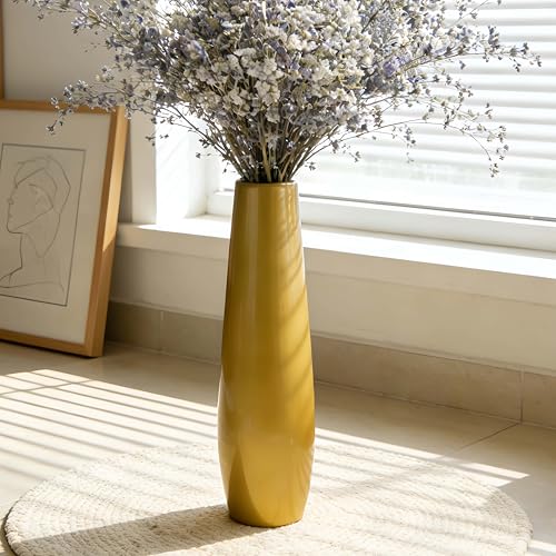 Gold Tall Ceramic Floor Vase, 17.7 Inch, Minimalist Design | Glossy Glazed Finish, Narrow Corners, Entryway, Bedroom, Compact Spaces - color: Shape 2 Gold, size: 17.7 Inch