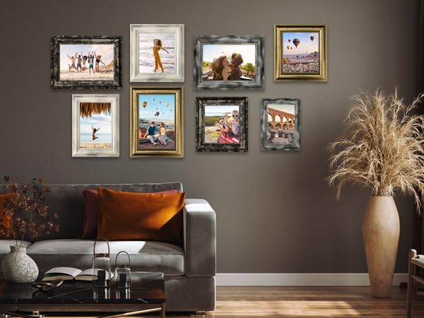 5x5 Picture Frames Set of 4- Rustic Retro Photo Frame with Real Glass Wall Mount and Tabletop Display Family Friends Wedding Gift - color: ps-Mix Color-4pcs, size: 5x5in