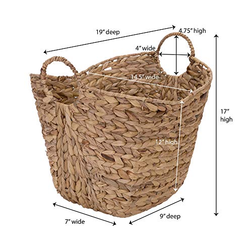 Household Essentials ML-4002 Tall Water Hyacinth Wicker Basket with Handles | Natural, Brown, Natural - color: Natural Hyacinth