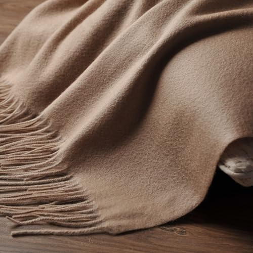 EP Mode 100% Pure Cashmere Throw Blanket for Sofa, Rugby Tan - color: Rugby Tan