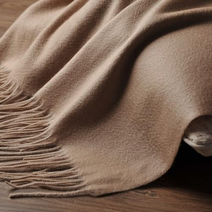 EP Mode 100% Pure Cashmere Throw Blanket for Sofa, Rugby Tan - color: Rugby Tan
