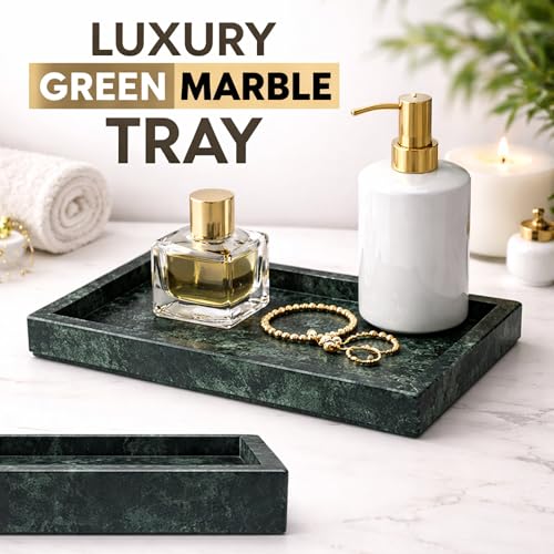 Natural Green Marble Tray, 12" x 8", Rectangular - color: Green, size: 8" x 12" x 1.5"