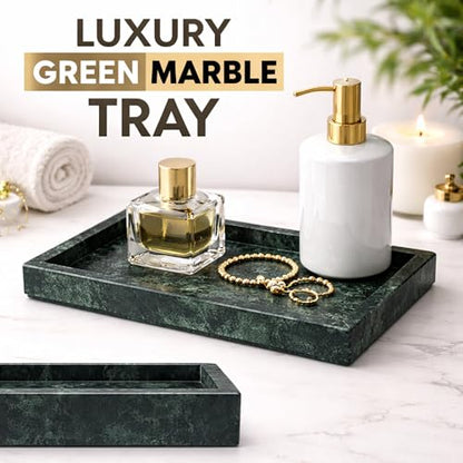 Natural Green Marble Tray, 12" x 8", Rectangular - color: Green, size: 8" x 12" x 1.5"