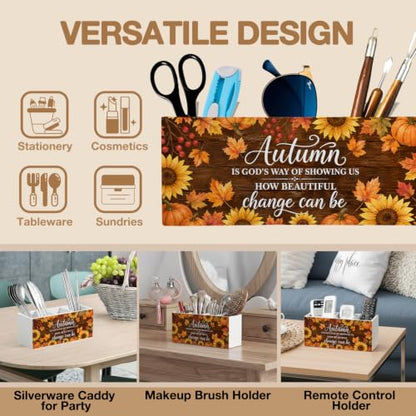 Christian Fall Pumpkin Pen Pencil Holder Organizer for Desk - color: Fall 01