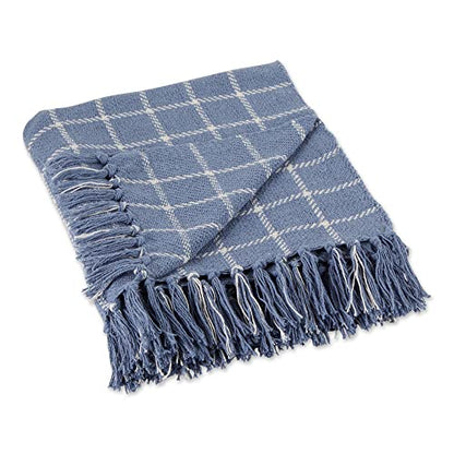 DII Transitional Checked Plaid Woven Throw, 50x60, Stonewash Blue - color: Stonewash Blue, size: 50x60"