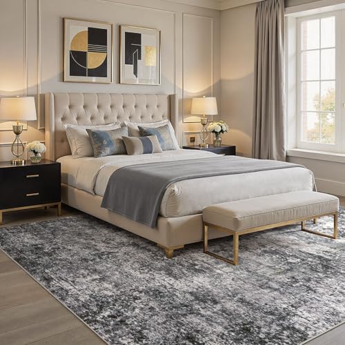 DMOYEST Area Rug Living Room Rugs 9x12 Washable Abstract Grey Carpet - color: Grey, size: 9' x 12' (Rectangular)